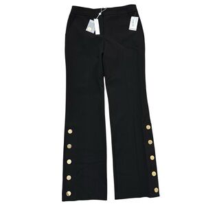 NWT Trina Turk Black Pants Slacks with Gold Button Accent Details Women’s Size 6